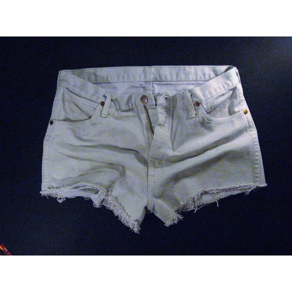 Wrangler Vintage CUTOFF JEANS SHORTS Cut Off W 33 MEASURED Gray High Waisted - Picture 1 of 8